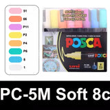 Uni Posca Paint Marker Pen Set, Graffiti Art Pen, Base de água, Graffiti Gift, PC-1M, 3m, 5m, 8K, 17K, 7, 8, 15, 16, 24, 29, 48 cores