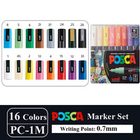 Uni Posca Paint Marker Pen Set, Graffiti Art Pen, Base de água, Graffiti Gift, PC-1M, 3m, 5m, 8K, 17K, 7, 8, 15, 16, 24, 29, 48 cores