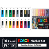 Uni Posca Paint Marker Pen Set, Graffiti Art Pen, Base de água, Graffiti Gift, PC-1M, 3m, 5m, 8K, 17K, 7, 8, 15, 16, 24, 29, 48 cores