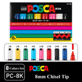 Uni Posca Paint Marker Pen Set, Graffiti Art Pen, Base de água, Graffiti Gift, PC-1M, 3m, 5m, 8K, 17K, 7, 8, 15, 16, 24, 29, 48 cores