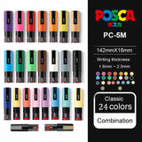 Uni Posca Paint Marker Pen Set, Graffiti Art Pen, Base de água, Graffiti Gift, PC-1M, 3m, 5m, 8K, 17K, 7, 8, 15, 16, 24, 29, 48 cores