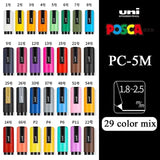 Uni Posca Paint Marker Pen Set, Graffiti Art Pen, Base de água, Graffiti Gift, PC-1M, 3m, 5m, 8K, 17K, 7, 8, 15, 16, 24, 29, 48 cores