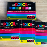 Uni Posca Paint Marker Pen Set, Graffiti Art Pen, Base de água, Graffiti Gift, PC-1M, 3m, 5m, 8K, 17K, 7, 8, 15, 16, 24, 29, 48 cores