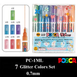 Uni Posca Paint Marker Pen Set, Graffiti Art Pen, Base de água, Graffiti Gift, PC-1M, 3m, 5m, 8K, 17K, 7, 8, 15, 16, 24, 29, 48 cores