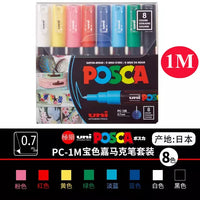 Uni Posca Paint Marker Pen Set, Graffiti Art Pen, Base de água, Graffiti Gift, PC-1M, 3m, 5m, 8K, 17K, 7, 8, 15, 16, 24, 29, 48 cores