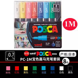 Uni Posca Paint Marker Pen Set, Graffiti Art Pen, Base de água, Graffiti Gift, PC-1M, 3m, 5m, 8K, 17K, 7, 8, 15, 16, 24, 29, 48 cores