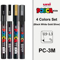 Uni Posca Paint Marker Pen Set, Graffiti Art Pen, Base de água, Graffiti Gift, PC-1M, 3m, 5m, 8K, 17K, 7, 8, 15, 16, 24, 29, 48 cores