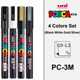 Uni Posca Paint Marker Pen Set, Graffiti Art Pen, Base de água, Graffiti Gift, PC-1M, 3m, 5m, 8K, 17K, 7, 8, 15, 16, 24, 29, 48 cores