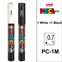 Uni Posca Paint Marker Pen Set, Graffiti Art Pen, Base de água, Graffiti Gift, PC-1M, 3m, 5m, 8K, 17K, 7, 8, 15, 16, 24, 29, 48 cores