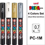 Uni Posca Paint Marker Pen Set, Graffiti Art Pen, Base de água, Graffiti Gift, PC-1M, 3m, 5m, 8K, 17K, 7, 8, 15, 16, 24, 29, 48 cores