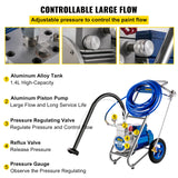 AOOKMIYA VEVOR Commercial Airless Paint Sprayer with Cart 1500W 4L/Min Electric Painting Machine for Home Interior Exterior Wall Spraying