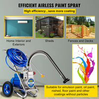 AOOKMIYA VEVOR Commercial Airless Paint Sprayer with Cart 1500W 4L/Min Electric Painting Machine for Home Interior Exterior Wall Spraying