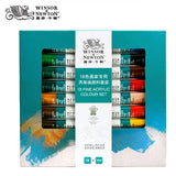 WINSOR&NEWTON 24/18/12 Color 10ML Acrylic Pigment Set Fabric Textile Paint Brightly Colored Craft Paints Drawing Supplies