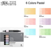 WINSOR&NEWTON Professional Promarker Pen 6/12 Colors Double-side(round toe and oblique) Drawing Design Marker Pen