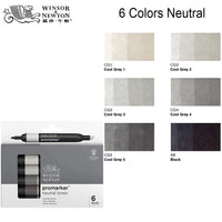 WINSOR&NEWTON Professional Promarker Pen 6/12 Colors Double-side(round toe and oblique) Drawing Design Marker Pen