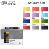 WINSOR&NEWTON Professional Promarker Pen 6/12 Colors Double-side(round toe and oblique) Drawing Design Marker Pen