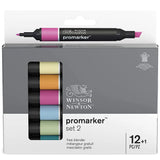 WINSOR&NEWTON Professional Promarker Pen 6/12 Colors Double-side(round toe and oblique) Drawing Design Marker Pen