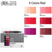 WINSOR&NEWTON Professional Promarker Pen 6/12 Colors Double-side(round toe and oblique) Drawing Design Marker Pen