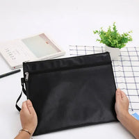 Waterproof PU Leather Zipper Bag Portable Mens Document Bag A4 File Bag A5 Document Pouch