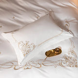 White Silver 1000TC Egyptian Cotton Soft Bedding Set Luxury Chic Embroidery Comforter Cover Flat/Fitted Bed Sheet Pillowcases