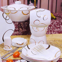 AOOKMIYA Wholesale 46pcs Plates Dinnerware Set Ceramic Tableware Geometry China Dishes Plates Bowls