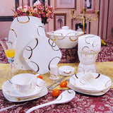 AOOKMIYA Wholesale 46pcs Plates Dinnerware Set Ceramic Tableware Geometry China Dishes Plates Bowls