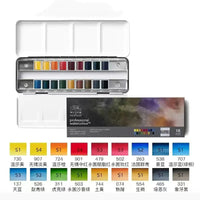 Winsor Newton-Algodão Tinta Sólida Aquarela, Ferro Box Set, Pigmento Artista Profissional, Arte Suprimentos, 12, 24 Cores, Novo, 1 Caixa