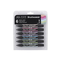 Winsor & Newton Brushmarker Set 6 Warna 12 Warna Sikat Lembut Tip Twin Tip Sikat Spidol Berbasis Alkohol Seni Pena