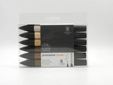 Winsor & Newton Brushmarker Set 6 Warna 12 Warna Sikat Lembut Tip Twin Tip Sikat Spidol Berbasis Alkohol Seni Pena