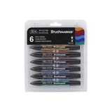 Winsor & Newton Brushmarker Set 6 Warna 12 Warna Sikat Lembut Tip Twin Tip Sikat Spidol Berbasis Alkohol Seni Pena