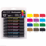 Winsor & Newton Brushmarker Set 6 Warna 12 Warna Sikat Lembut Tip Twin Tip Sikat Spidol Berbasis Alkohol Seni Pena