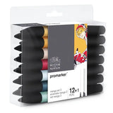 Winsor & Newton Brushmarker Set 6 Warna 12 Warna Sikat Lembut Tip Twin Tip Sikat Spidol Berbasis Alkohol Seni Pena