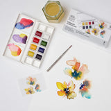 Winsor & Newton Cotman Metallic Watercolor Paint Set 8 Color Half Pans Colors Palette with Brush for Beginner Aquarela Painting
