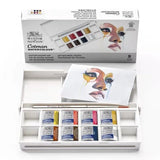 Winsor & Newton Cotman Metallic Watercolor Paint Set 8 Color Half Pans Colors Palette with Brush for Beginner Aquarela Painting