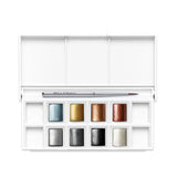 Winsor&Newton Cotman Watercolour 8 Half Pan Metallic Pocket Set Portable Travel Solid Paint for Artists Painters Art Suplies