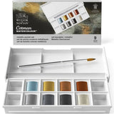 Winsor&Newton Cotman Watercolour 8 Half Pan Metallic Pocket Set Portable Travel Solid Paint for Artists Painters Art Suplies