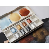 Winsor&Newton Cotman Watercolour 8 Half Pan Metallic Pocket Set Portable Travel Solid Paint for Artists Painters Art Suplies