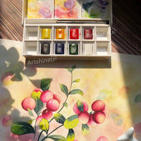 Winsor&Newton Cotman Watercolour Floral Pocket Set Portable Travel 8 Colours Solid Paint for Artists Beginners Art Suplies