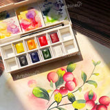 Winsor&Newton Cotman Watercolour Floral Pocket Set Portable Travel 8 Colours Solid Paint for Artists Beginners Art Suplies