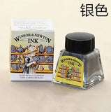 Winsor & Newton Metallic Ink 14ml Paint Silver Gold Black for Dip Pen