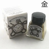 Winsor & Newton Metallic Ink 14ml Paint Silver Gold Black for Dip Pen
