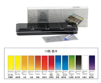 Winsor & Newton Professional Solid Watercolor Paint Set 12 Colors 24 Colors Metal Case