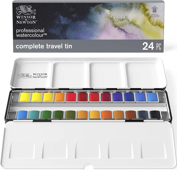 Winsor & Newton Professional Water Colour Lightweight Metal Box 24 Half  Pans Palette Watercolor Brush Acuarela Artist Pigment