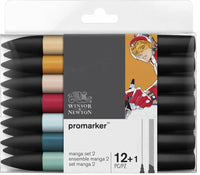 Winsor & Newton Promarker Manga Pen Set 12+1 Marker Pens 13 pieces Sketch Markers Alcohol Based Twin Tip Manga Painting Pens