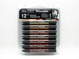 Winsor & Newton Promarker Manga Pen Set 12+1 Marker Pens 13 pieces Sketch Markers Alcohol Based Twin Tip Manga Painting Pens