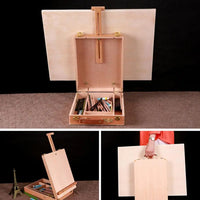 AOOKMIYA Wooden Art Easel Box Portable Wood Tabletop Easel Sketch Box Table Easel for Student Art Supplies Beginner Professionals