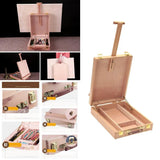 AOOKMIYA Wooden Art Easel Box Portable Wood Tabletop Easel Sketch Box Table Easel for Student Art Supplies Beginner Professionals