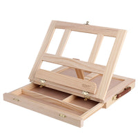 AOOKMIYA Wooden Easel Painting Easel Artist Desk Easel Portable Miniature Desk Folding Easel Table Box Oil Paint Accessories Art Supplies