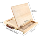 AOOKMIYA Wooden Easel Painting Easel Artist Desk Easel Portable Miniature Desk Folding Easel Table Box Oil Paint Accessories Art Supplies