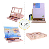 AOOKMIYA Wooden Easel Painting Easel Artist Desk Easel Portable Miniature Desk Folding Easel Table Box Oil Paint Accessories Art Supplies